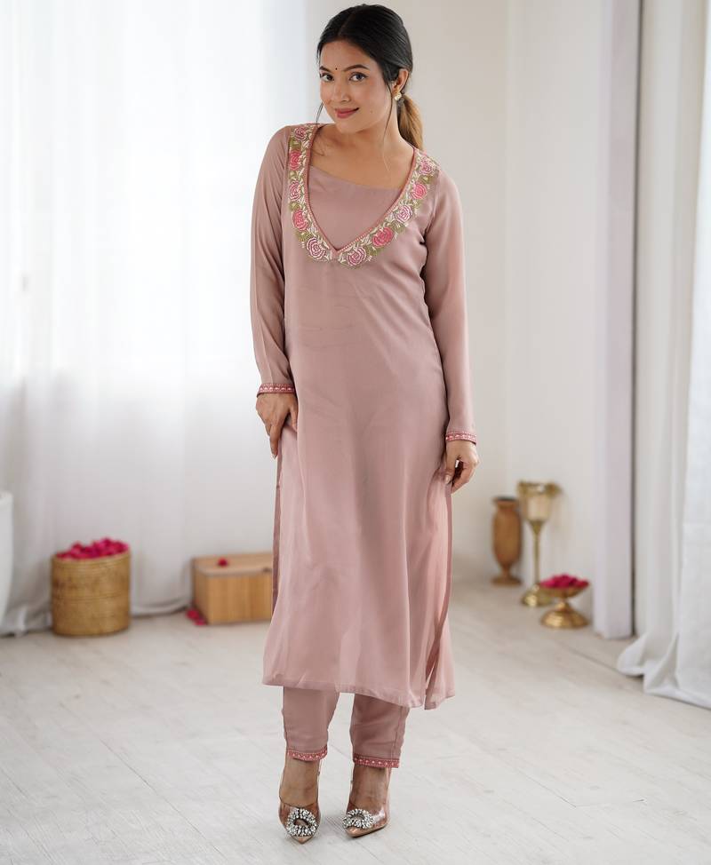 Peach color designer partywear attire for trendy ceremonial looks