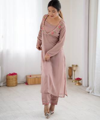 Peach color designer partywear attire for trendy ceremonial looks 4