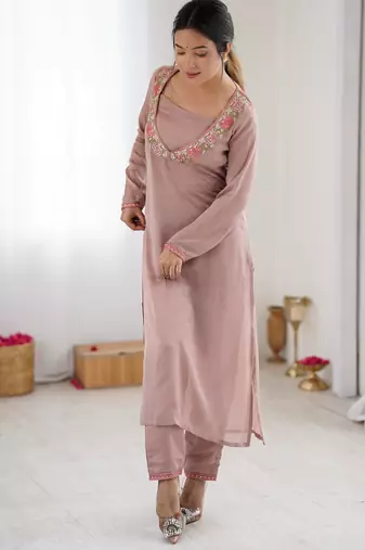 Peach color designer partywear attire for trendy ceremonial looks