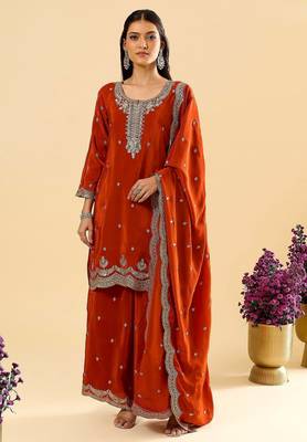 Orange color beautiful readymade palazzo dress for trendy girlie looks 1