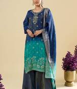 Blue color viscose jacquard fabric designer readymade palazzo suit for girl