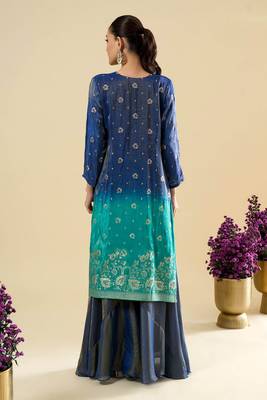 Blue color viscose jacquard fabric designer readymade palazzo suit for girl 2