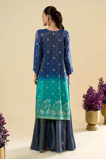 Blue color viscose jacquard fabric designer readymade palazzo suit for girl