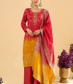 Pink color viscose jacquard fabric designer readymade palazzo suit for girl