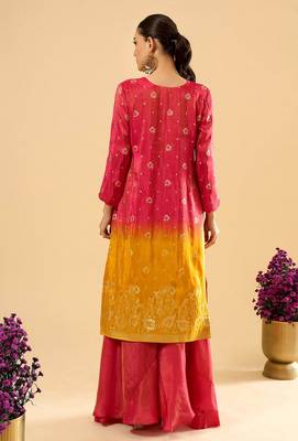 Pink color viscose jacquard fabric designer readymade palazzo suit for girl 2