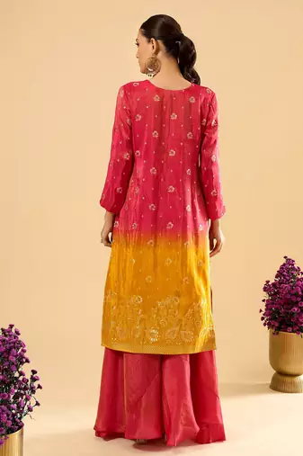 Pink color viscose jacquard fabric designer readymade palazzo suit for girl