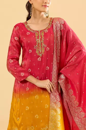 Pink color viscose jacquard fabric designer readymade palazzo suit for girl