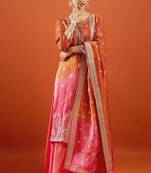 Rust color viscose jacquard fabric designer readymade palazzo suit for girl