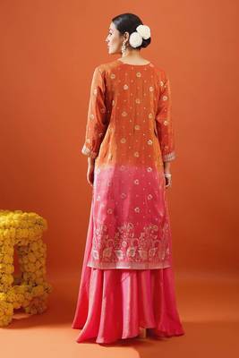 Rust color viscose jacquard fabric designer readymade palazzo suit for girl 2