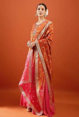 Rust color viscose jacquard fabric designer readymade palazzo suit for girl 4