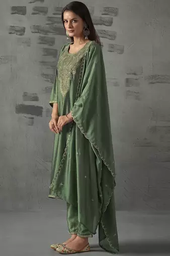 Pisra color vichitra silk fabric designer embroidery work ethnic partywear salwar suit