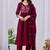 Maroon color mul cotton fabric designer embroidery work festive salwar kameez for girls