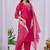 Pink color roman silk fabric designer embroidery work festive salwar kameez for girls