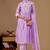 Lavender color mul cotton fabric designer embroidery work festive salwar kameez for girls