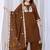 Coffee color mul cotton fabric designer embroidery work festive salwar kameez for girls