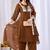 Coffee color mul cotton fabric designer embroidery work festive salwar kameez for girls