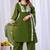 Mahendi color mul cotton fabric designer embroidery work festive salwar kameez for girls