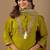Green color mul chanderi fabric ethnic partywear suit for trendy girls