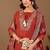 Rust color mul chanderi fabric ethnic partywear suit for trendy girls