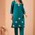 Teal color roman silk fabric ethnic partywear suit for trendy girls