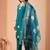 Teal color roman silk fabric ethnic partywear suit for trendy girls