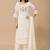Off white color roman silk fabric ethnic partywear suit for trendy girls