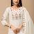 Off white color roman silk fabric ethnic partywear suit for trendy girls