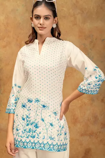 Teal color soft cotton fabric designer cord set for casual girlie looks