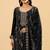 Black color heavy embroidered fendy silk fabric readymade palazzo suit for ceremonial wear