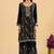 Black color heavy embroidered fendy silk fabric readymade palazzo suit for ceremonial wear