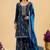 Blue color heavy embroidered fendy silk fabric readymade palazzo suit for ceremonial wear