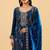 Blue color heavy embroidered fendy silk fabric readymade palazzo suit for ceremonial wear