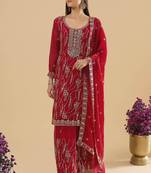 Maroon color heavy embroidered fendy silk fabric readymade palazzo suit for ceremonial wear
