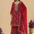 Maroon color heavy embroidered fendy silk fabric readymade palazzo suit for ceremonial wear