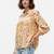 Yellow color poly crepe fabric designer printed stylish casual tops for girls