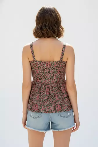 Green color poly crepe fabric designer printed stylish casual tops for girls