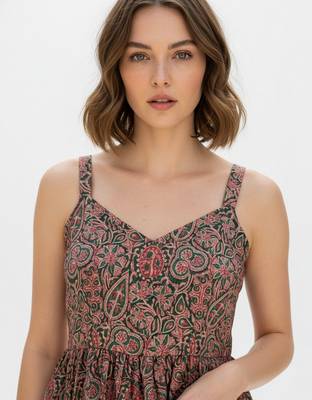 Green color poly crepe fabric designer printed stylish casual tops for girls 3