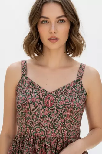 Green color poly crepe fabric designer printed stylish casual tops for girls