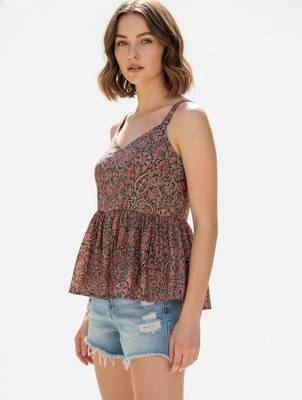 Green color poly crepe fabric designer printed stylish casual tops for girls 4