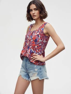 Rust color poly crepe fabric designer printed stylish casual tops for girls 4