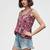 Rust color poly crepe fabric designer printed stylish casual tops for girls