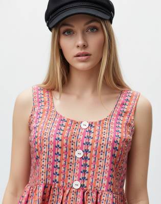 Pink color poly crepe fabric designer printed stylish casual tops for girls 3