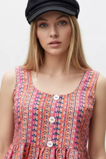 Pink color poly crepe fabric designer printed stylish casual tops for girls