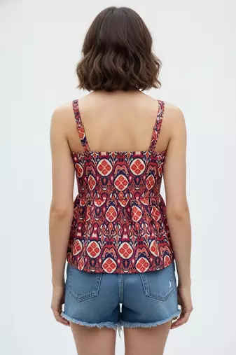 Blue color poly crepe fabric designer printed stylish casual tops for girls