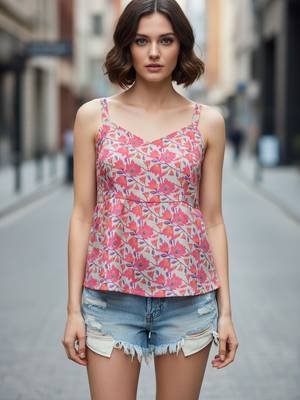 Grey color poly crepe fabric designer printed stylish casual tops for girls 1