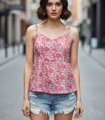 Grey color poly crepe fabric designer printed stylish casual tops for girls
