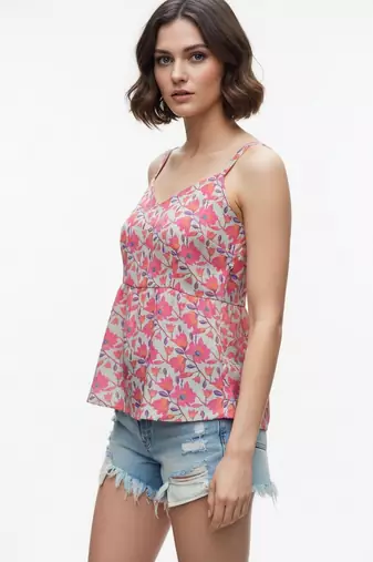 Grey color poly crepe fabric designer printed stylish casual tops for girls