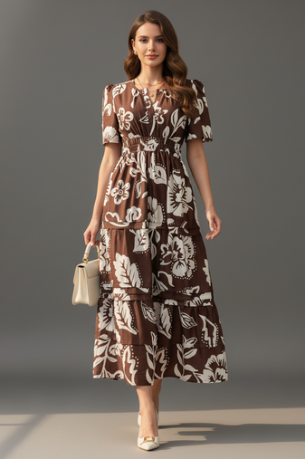 Brown color stylish partywear kurta for fashinova girls ceremonial wear