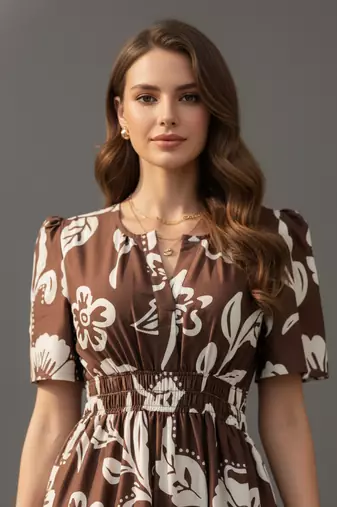 Brown color stylish partywear kurta for fashinova girls ceremonial wear