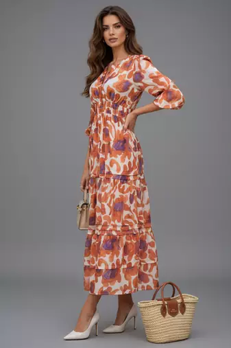 Rust orange color stylish partywear kurta for fashinova girls ceremonial wear